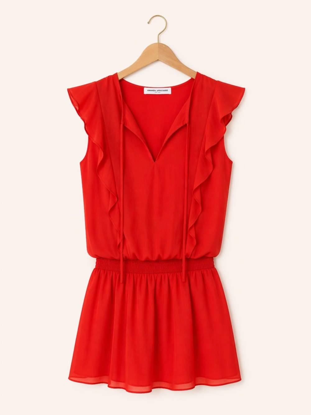 Amanda Uprichard Red Ruffle Sleeveless Dress - Women's